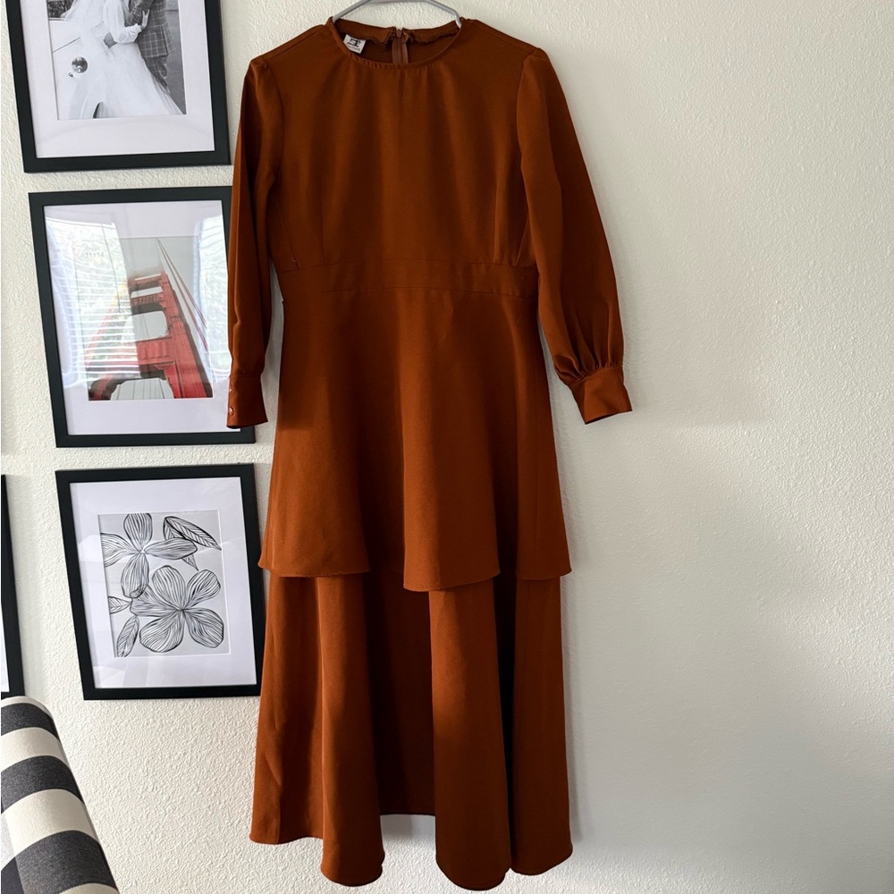 Women’s burnt orange tiered dress